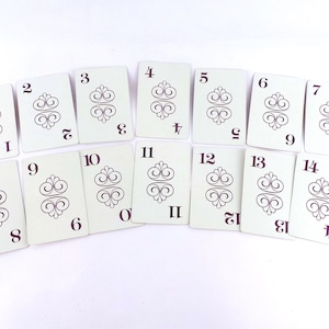 Numéros de table de mariage, cartes numériques vintage, lot de 1-15, cartes Flinch, mariages vintage, cartes flash