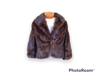 Mink Fur Jacket, Wedding Bridal Accessories, Hollywood Starlet Chocolate Brown Mink Fur Coat, Vintage Fur Jacket