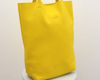 Lemon Leather bag, yellow bag,Leather Tote Bag,Leather hand bag,Leather purse,leather shopper