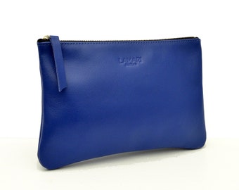 Leather Cosmetic Pouch JUNE BIG Royal Blue