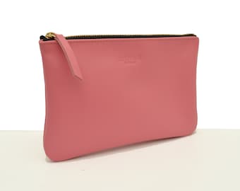 Leather Cosmetic Pouch JUNE BIG Candy Pink