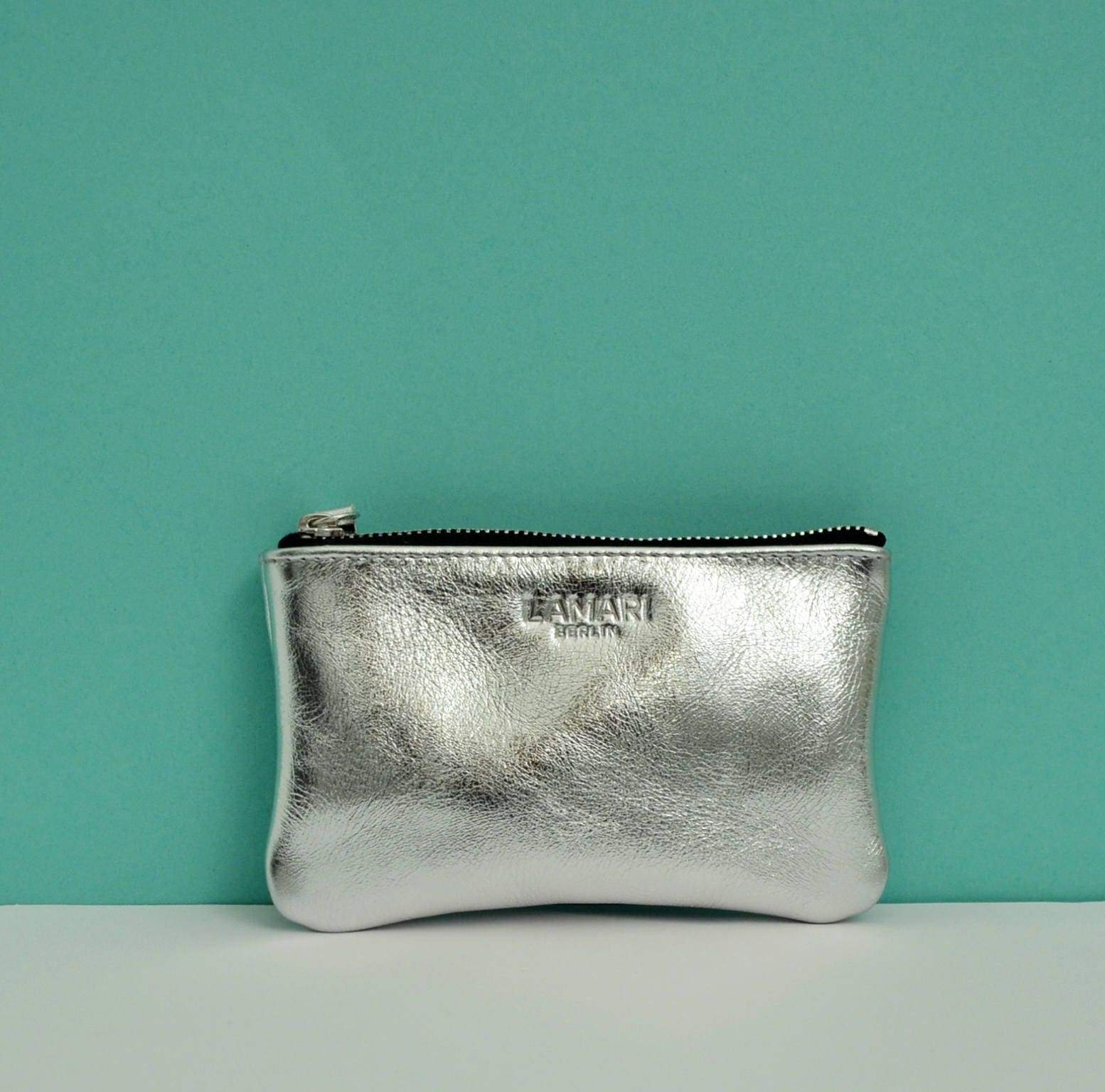 Leather Zip Pouchsilversmall Coin Purseleather Cosmetic - Etsy