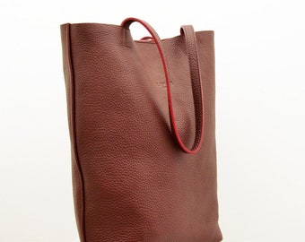 Red Leather bag,burgundy bag,Leather Tote Bag,Leather hand bag,Leather purse,leather shopper