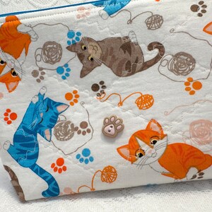 Zip Pouch // Travel Pouch // Make-up Cosmetic Bag // Travel Cases // Small Storage // Kitty Cats // Pencil Case image 4