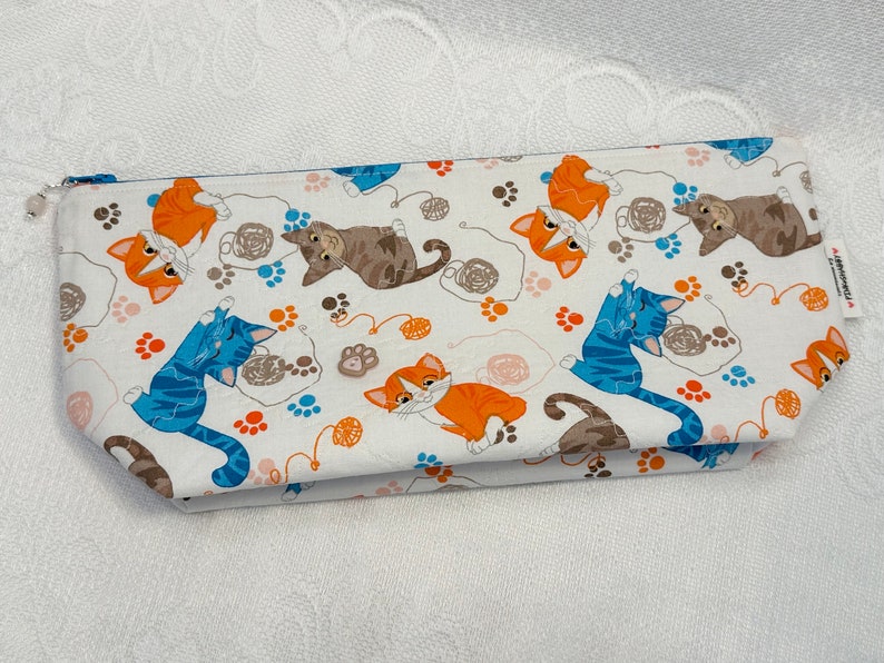 Zip Pouch // Travel Pouch // Make-up Cosmetic Bag // Travel Cases // Small Storage // Kitty Cats // Pencil Case image 6