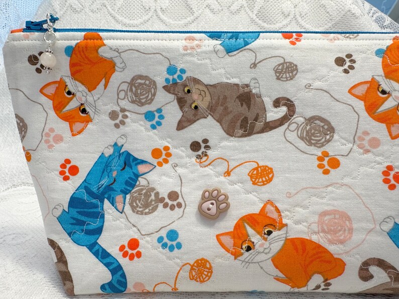 Zip Pouch // Travel Pouch // Make-up Cosmetic Bag // Travel Cases // Small Storage // Kitty Cats // Pencil Case image 7