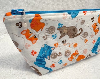 Zip Pouch // Travel Pouch // Make-up Cosmetic Bag // Travel Cases // Small Storage // Kitty Cats // Pencil Case