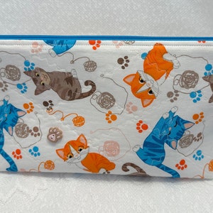 Zip Pouch // Travel Pouch // Make-up Cosmetic Bag // Travel Cases // Small Storage // Kitty Cats // Pencil Case image 2