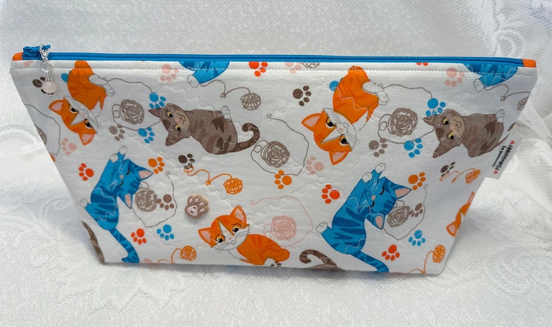 Zip Pouch // Travel Pouch // Make-up Cosmetic Bag // Travel Cases // Small Storage // Kitty Cats // Pencil Case image 2