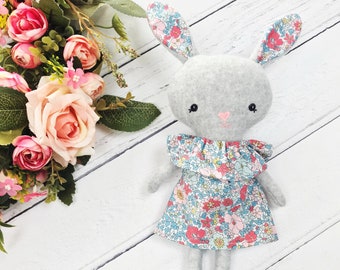 Little Bunny Liberty print dress up soft toy, beautiful keepsake gift