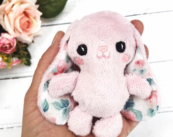 Tiny Plush Liberty print floppy eared bunny toy, perfect keepsake gift idea