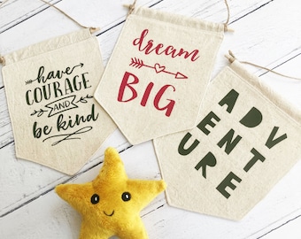 Handmade cotton canvas positive message banners