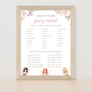What&#39;s Your Fairy Name Sign Game Activity for a Fairy Birthday Party Digital Download Instant Download