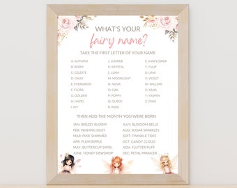 What's Your Fairy Name Sign Game Activity for a Fairy Birthday Party Digital Download Instant Download