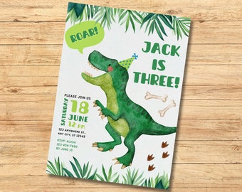 Editable Dinosaur Birthday Invitation, Dino Party, Three Rex Birthday, Dinosaur Invite, Dinosaur Invitation, Dinosaur Party Instant Download