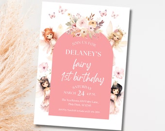 Fairy Birthday Invitation, Wildflower Garden, Printable Template (Digital Download)