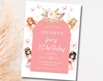 Editable Fairy Birthday Invitation Wildflower Garden Fairy Floral Birthday Invite Butterfly Magical Printable Template Instant Download