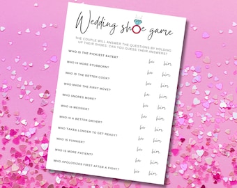 Wedding Shoe Game, Fun Bridal Shower Game, Fun Couples Game, Couples Shoe Game, Instant Download