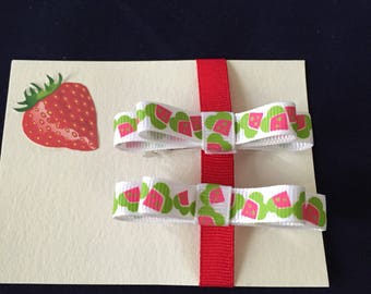 Hair Bows Adorned with Strawberries