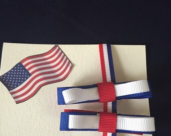 Pair of Red, White and Blue Barrettes