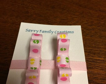 Easter Hairbows on French Barrettes