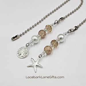 Ceiling Fan and Light Pull Chains with Starfish and Sand Dollar Charm. Housewarming Gift. Neutral/Tan Decor. Beach Lover Present.