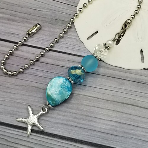 Ceiling Fan Or Light Pull For A Aqua Blue Coastal Glam Home Light Pull For A Aqua Blue Coastal Glam, Ceiling Fan Pulls Beach