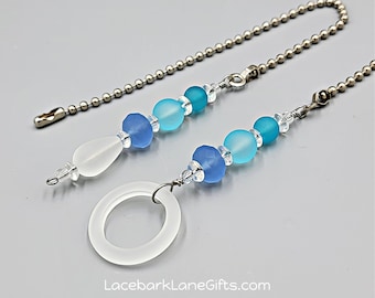 Coastal Ceiling Fan Pull Chain Set: Frosted Sea Glass Beads