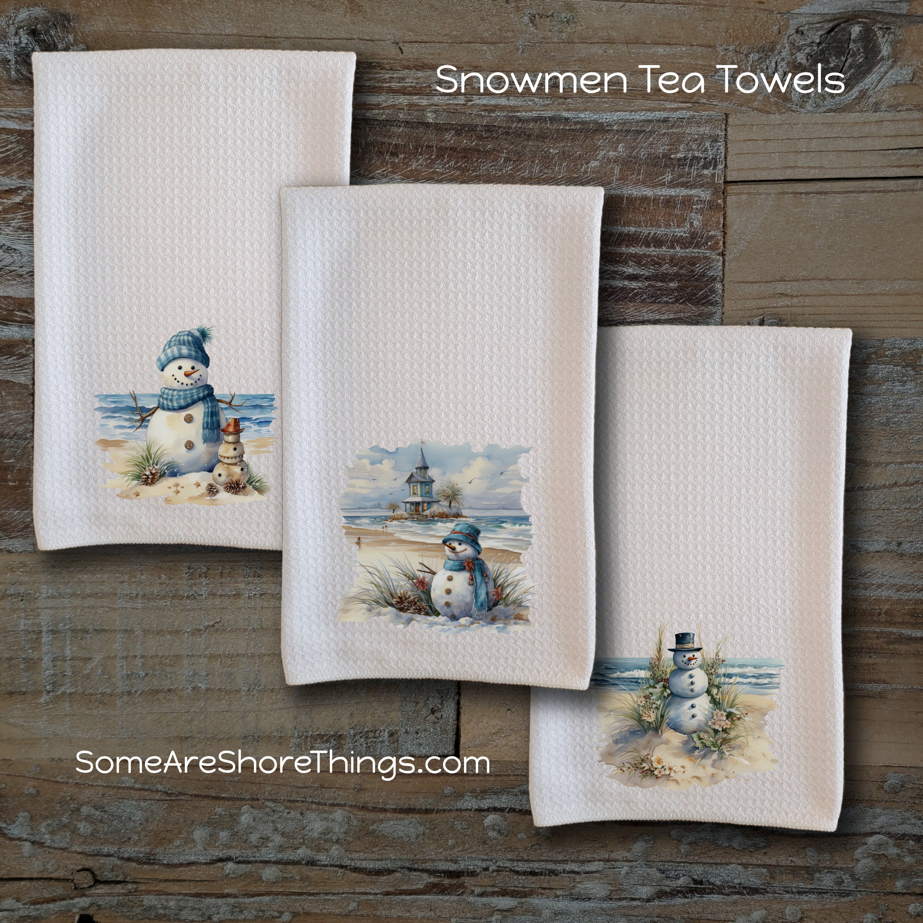 Sratte 4 Pcs Blue Winter Kitchen Towels 16 x 24 Inch Snowflake Dish Towels  Winter Snowman Hand Towels Farmhouse Blue White Tea Towels Absorbent