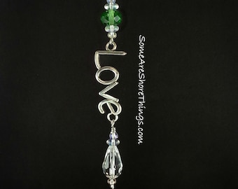 Birthstone Rear View Mirror Ornament with Love Charm.