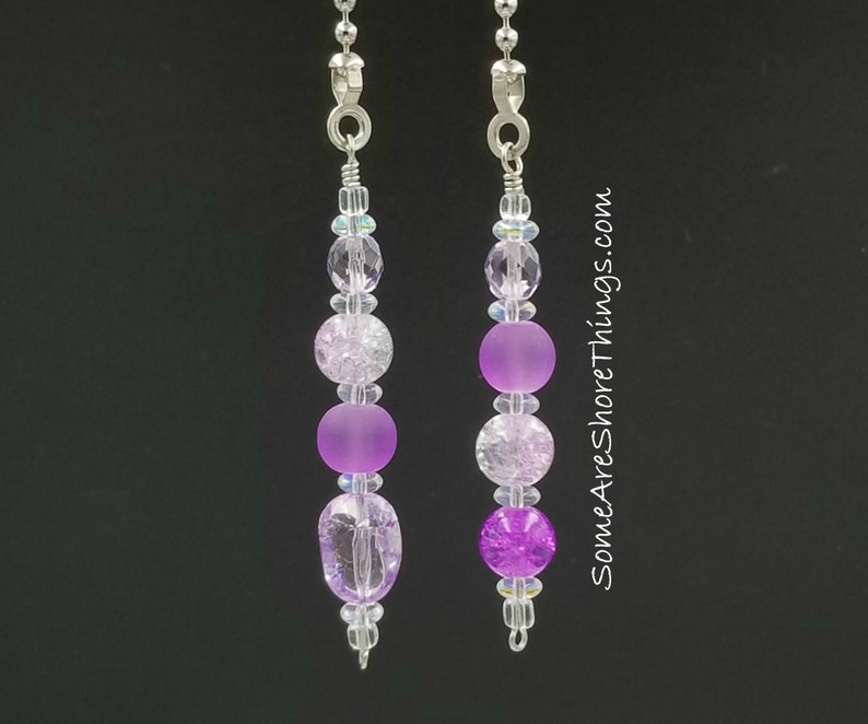 Purple Ceiling Fan And Light Pull Chain Set Glass Beaded Bedroom Baby Nursery Kid S Room Home Decor
