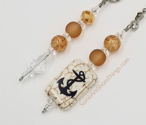 Nautical Ceiling Fan And Light Pull Chain Set Anchor Sailboat Ship Brown Frosted And Crackle Beads Bedroom Baby Nursery Kid S Room