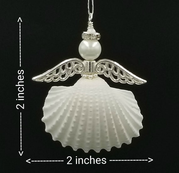 Seashell Angel Ornament Set Of 3 Metallic Silver Angel Wings Silver Beach Theme Christmas Decoration Seashell Angel Coastal Holiday Decor