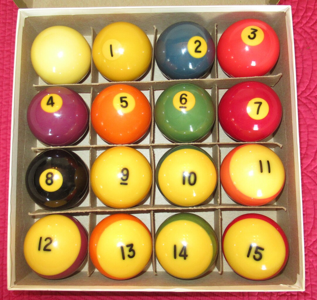 Vintage Brunswick Gold Crown Pocket Billiard Ballsoriginal Box