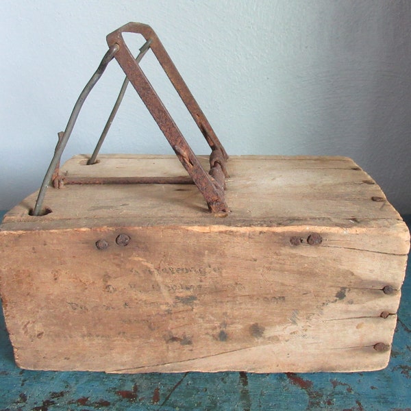 Antique Armstrong OK Gopher Trap-Primitive/Wooden-Abington, ILL-Pat 1907-AAFA