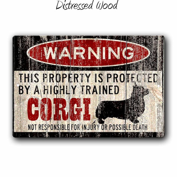 Corgi Sign,Funny Metal Signs,Dog warning Sign,Funny Dog sign,Protected by Corgi,Warning Sign,Corgi gift