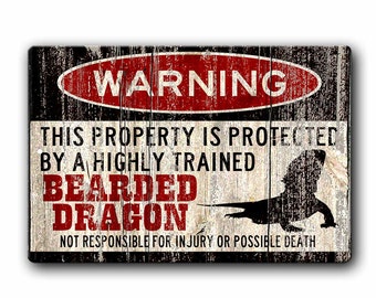Bearded Dragon Sign,Funny Metal Signs,Bearded Dragon accessories,lizard Warning Sign,Pet Gift, Small Pet,Metal Sign