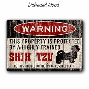 Shih Tzu Sign,Funny Metal Signs,Dog warning Sign,Funny Dog sign,Protected by,Shih Tzu,Warning Sign,Shih Tzu gift