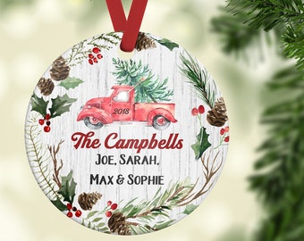 Christmas truck ornament, Rustic family ornament, Personalized family ornament, Pickup  Christmas, Family name ornament, Farmhouse ornament