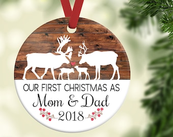 Twin Parent Ornament| First Christmas as mom and dad ornament| Twin Family Ornament| Deer Ornament| Personalized Ornament| Mom and Dad gift