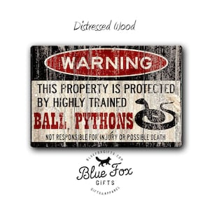 Ball Pythons Metal Warning Sign, Funny Snake Reptile Tank Room Decor
