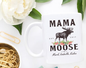 Mama Moose Coffee Mug - Personalized Gift for Mom - Mama Moose - New mom mug - Mother's day gift - Custom Mom Mug - Kids Name Mug for Mom