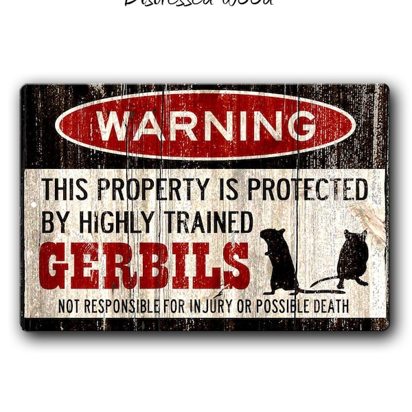 Gerbil Sign,Funny Metal Sign,Gerbil Gift,Gerbil cage accessory,Funny Pet Warning Sign,Pet Gift,Gerbil owner gift,Rodent warning sign