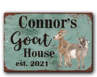 Personalized Goat House Sign - Vintage Rust Styled Goat Pen Décor - Custom Goat Barn Gift - Goat lover gift - Backyard Goats
