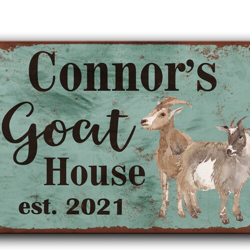 Personalized Goat Yard Sign Vintage Rust Styled Goat Pen Etsy