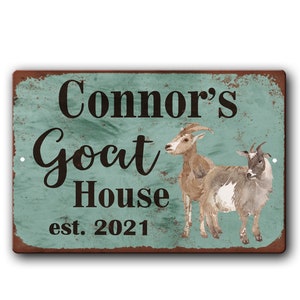 Personalized Goat House Sign Vintage Rust Styled Goat Pen Décor Custom Goat Barn Gift Goat lover gift Backyard Goats image 1
