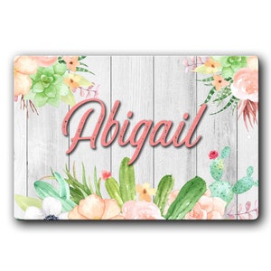 Succulent Floral Custom Sign, Personalized girls room sign, Custom door decor, customized kids door, dorm room sign, nursery sign, she shed