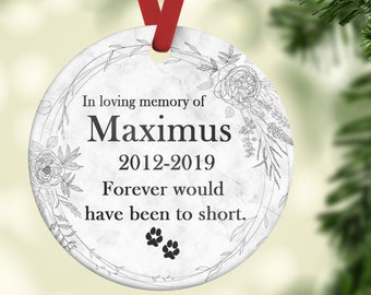 Pet Memorial Ornament, Pet remembrance gift, Personalized Pet Memorial Gift, Custom Pet Memorial, Ceramic Ornament