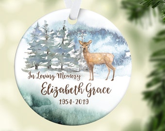 Memorial Christmas ornament, Sympathy ornament, Deer Memorial Forest Oranment, In Loving memory ornament, Rustic memorial keepsake