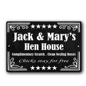 Personalized Chicken Coop Sign - Funny hen house sign - Custom funny chicken aluminum metal signs